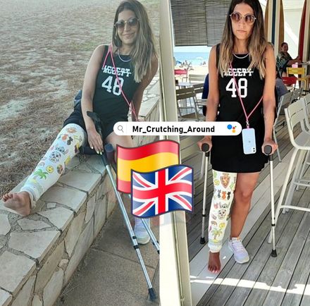 Real injury plaster CLC beach crutching by Arana 