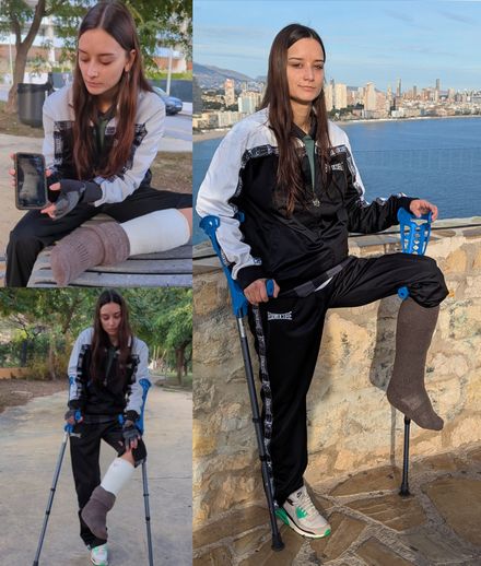 Real injury SLC · thick sock · long street crutching 6/9 by Adri