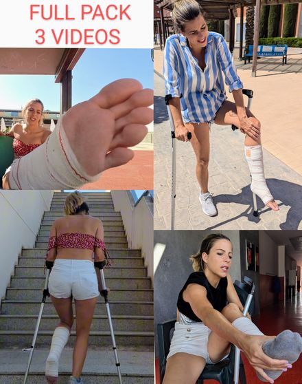 Real injury Med Sprain: 3 videos copilation pack · LONG CRUTCHING · STAIRS · TOES · SOCK by Cristina