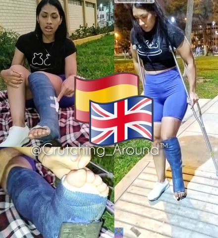 Real injury SLWC street crutching and talking by Drina