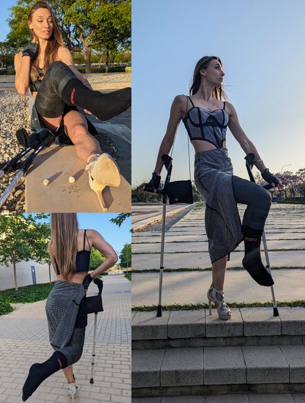 LLC sock · high heel · stairs · long crutching by Anastasia