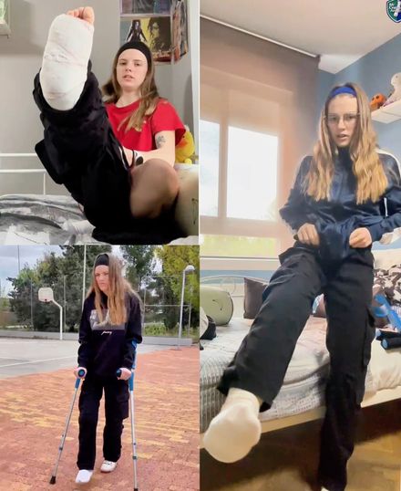 Real injury med LLC Morning Routine: street crutching long pants and sock by Gema