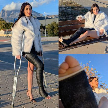 LLC high heel and fancy outfit street crutching by Ana 