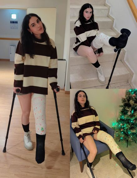 Temp plaster LLC nylon sock crutching indoor by Flora