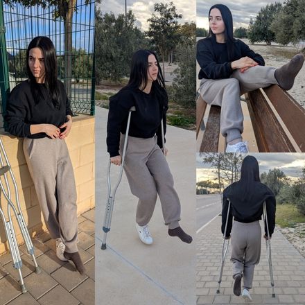 Sprained: thick sock · long public crutching · hopping by Aurora