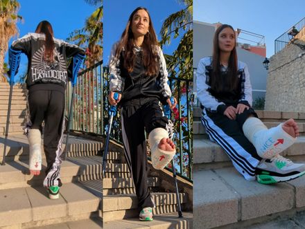 Real injury SLC · old town crutching · stairs 8/9 by Adri