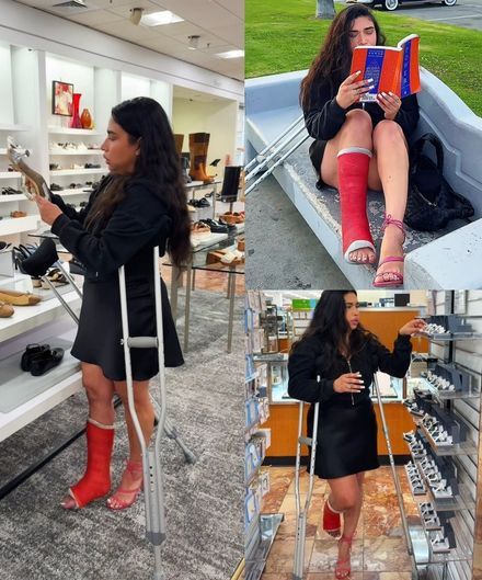 Real injury SLC · high heel · mall &amp; public crutching by Daniela