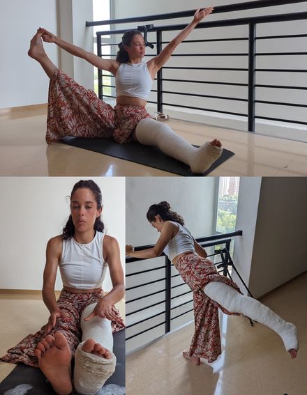 LLC yoga teacher broken leg &amp; street crutching by Velma