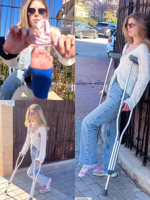 Sprained · long street crutching by Sarina