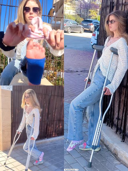 Sprained · long street crutching by Sarina