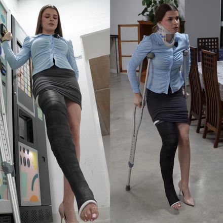 LLC · Back at the Office with a Leg Cast and neck brace by Lorena