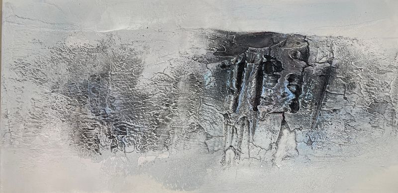 Abstrakte Landschaft mit Marmormehl und Acrylfarben