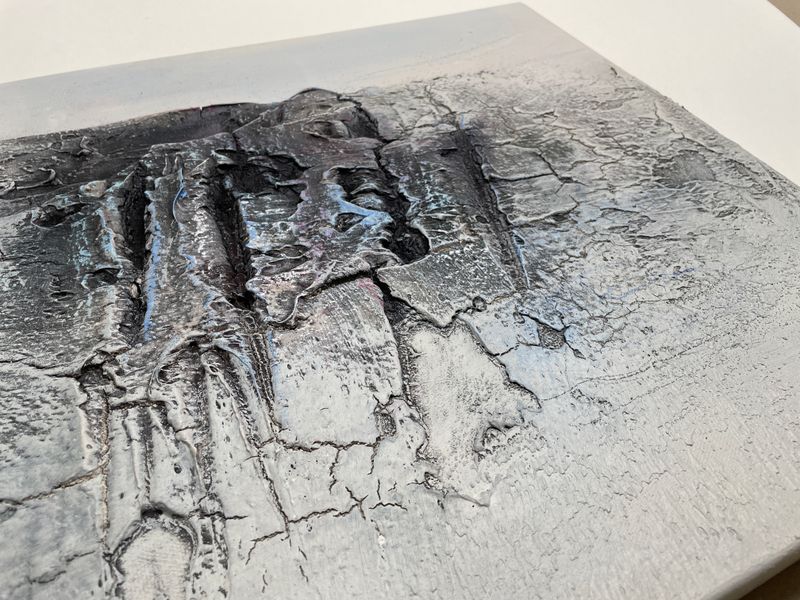 Abstrakte Landschaft mit Marmormehl und Acrylfarben