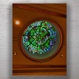 Exquisite Round Stained Glass Ceiling Skylight Vibrant Architectural Art Photo Download