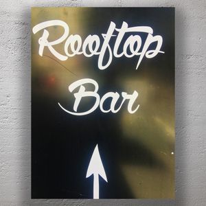 Rooftop Bar Sign Stylish Outdoor Lounge Directional Signage Photo Download