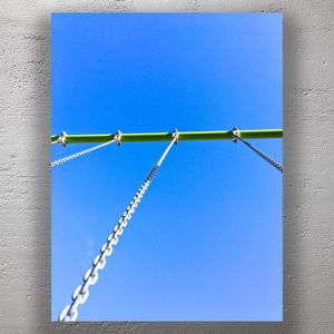 Playground Swing Chains Against Clear Blue Sky Minimalist Perspective Photography Photo Download