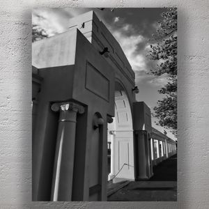 Art Deco Napier Archway in Black and White Historic Architecture in New Zealand Photo Download