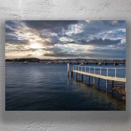 Sunset Over Tauranga Harbour with Bridge and Boats Photo Download