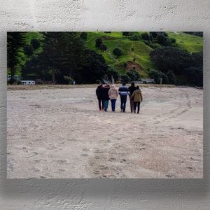 People Walking on Scenic Mt Maunganui Beach Coastal New Zealand Photo Download