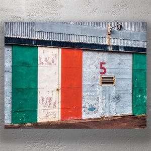 Rustic Italian-Inspired Industrial Garage Door with Number 5 Urban Photography Photo Download