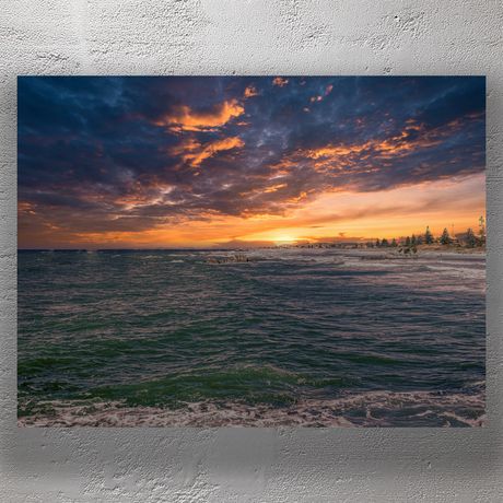 Dramatic Sunset Over Mount Maunganui Beach New Zealand Coastal Seascape Photo Download