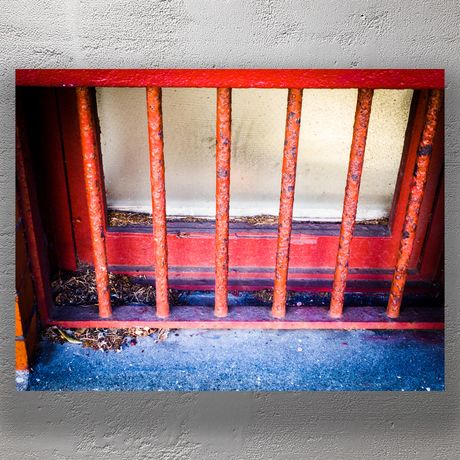Rusty Red Iron Bars Over Grimy Basement Window Urban Decay Photo Download