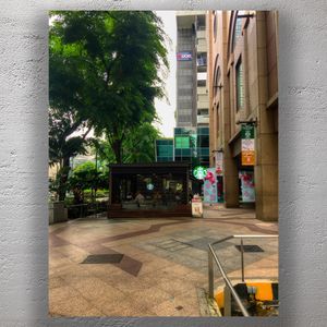 Modern Café in Lush Urban Setting Singapore Cityscape Photo Download