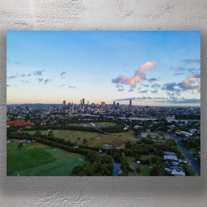 Brisbane City Skyline at Dawn Aerial View from Norman Park Photo Download