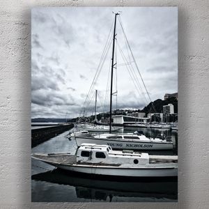 Sailboats Docked at Wellington Harbour on a Cloudy Day Photo Download