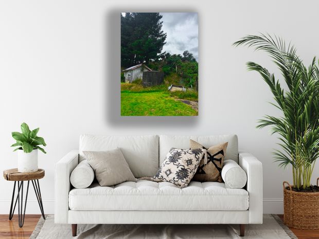 Abandoned Farm Shed with Water Tank in Rural Landscape Rustic Countryside Scene Photo Download