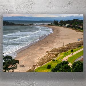 Scenic Coastal View of Mount Maunganui Beach in New Zealand Photo Download