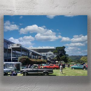 Classic Car Show at Trentham Racecourse Vintage and Muscle Cars Under a Blue Sky Photo Download