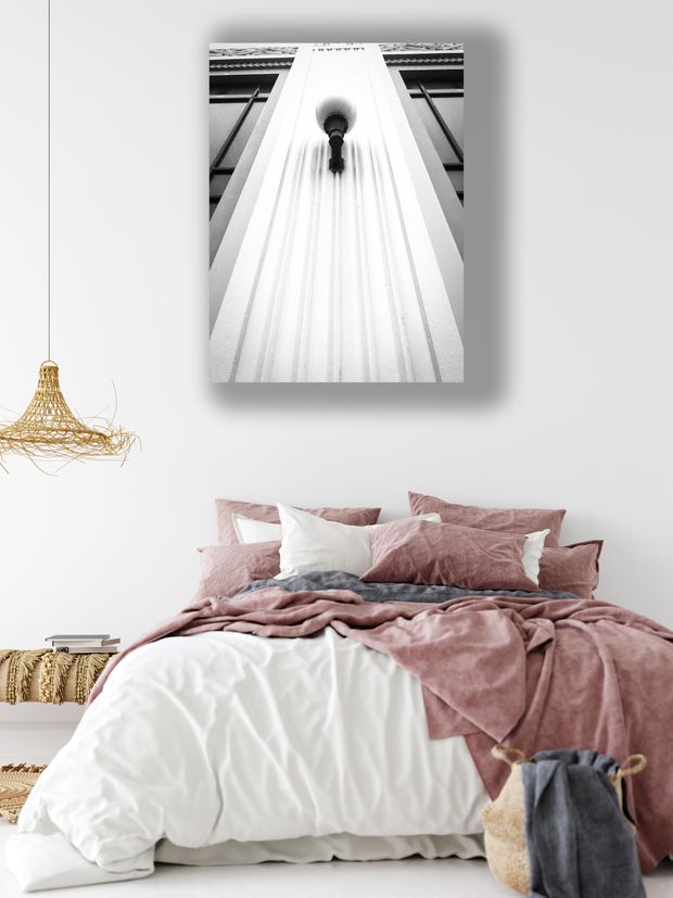 Art Deco Wall Lamp on Ornate Facade Symmetrical Architectural Detail Photo Download