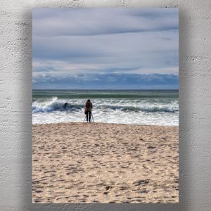 Photographer on Sandy Beach Captures Surfers at Mount Maunganui Photo Download
