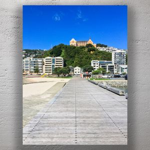 Oriental Bay Pier with Iconic Hilltop Architecture in Wellington New Zealand Photo Download