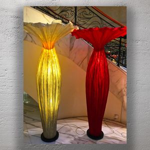 Elegant Illuminated Floor Lamps Sculptural Red &amp; Gold Lighting Décor Photo Download