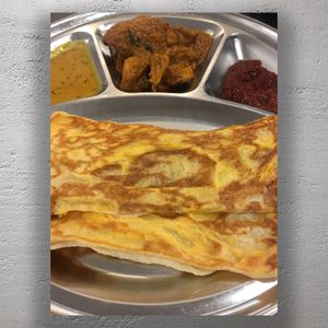 Delicious Malaysian Roti Telur with Curry and Sambal Authentic Mamak Style Breakfast Photo Download