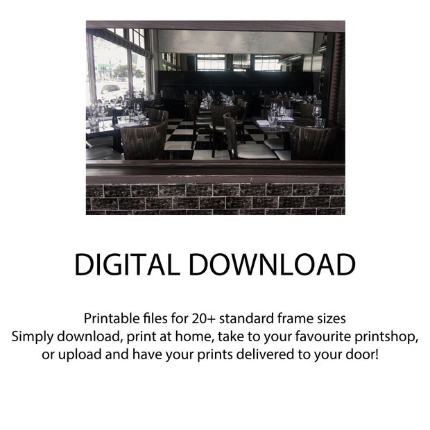 Modern Elegant Restaurant Interior with Chic Black and White Decor Photo Download