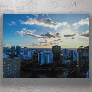 Brisbane Skyline at Sunrise Kangaroo Point High-Rise Buildings with Dramatic Sky Photo Download