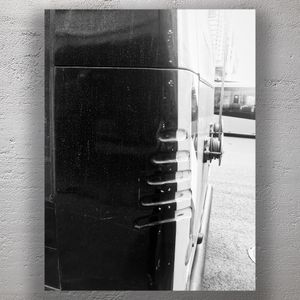 Black and White Urban Bus Rear Close-Up Abstract Street Photography Photo Download