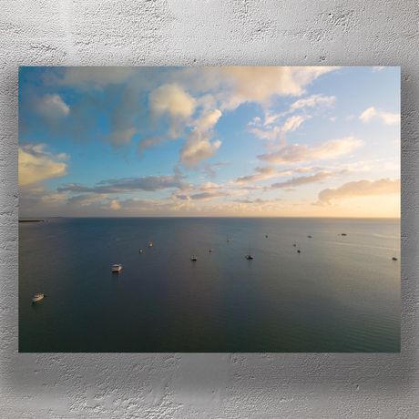 Tranquil Sunset Over Raby Bay with Boats Anchored at Dusk – Aerial Coastal Landscape Photo Download