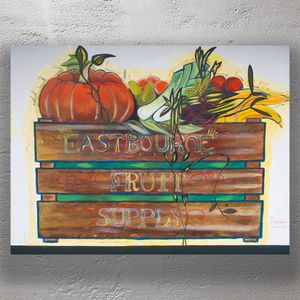 Vibrant Eastbourne Fruit Supply Mural Hand-Painted Wall Art Featuring Fresh Produce Photo Download