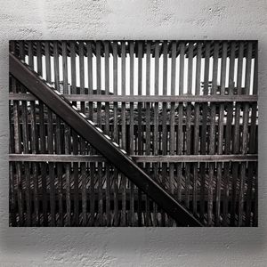 Urban View Through Wooden Slats Geometric Abstract Photo Download