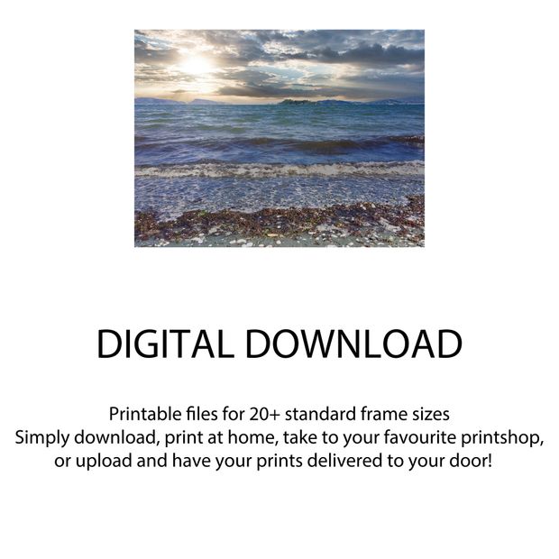 Ocean Waves at Sunset Scenic Coastal Beach View Photo Download