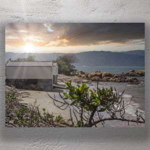 Scenic Coastal Sunset at Worser Bay New Zealand Serene Beachfront Escape Photo Download