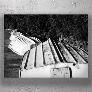 Upside Down Rowboats on Weathered Dock Photo Download