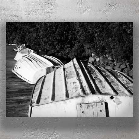 Upside Down Rowboats on Weathered Dock Photo Download