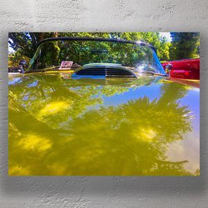 Classic Convertible Car with Vibrant Reflection Vintage Auto Photography Photo Download