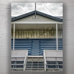 Old Grandstand Bleachers Rustic Stadium Seating Under Cloudy Sky Photo Download
