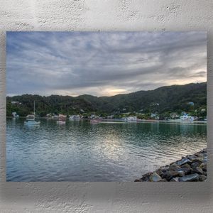 Scenic Waterfront View of York Bay Lower Hutt Tranquil Boats and Coastal Landscape Photo Download
